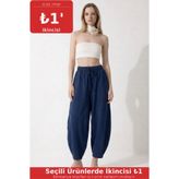 COMBİNE MİCHAİL Kadın Basic Soft Lacivert Şalvar Pantolon