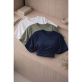 COMBİNE MİCHAİL Kadın Bisiklet Yaka Basic 3 Lü Crop Bluz