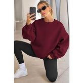 COMBİNE MİCHAİL Kadın Bisiklet Yaka Basic Oversize Sweatshirt BORDO