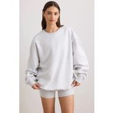 COMBİNE MİCHAİL Kadın Bisiklet Yaka Basic Oversize Sweatshirt GRİMELANJ