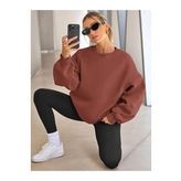COMBİNE MİCHAİL Kadın Bisiklet Yaka Basic Oversize Sweatshirt GÜL KURUSU
