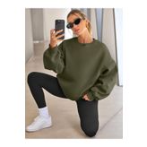 COMBİNE MİCHAİL Kadın Bisiklet Yaka Basic Oversize Sweatshirt HAKİ