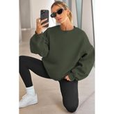 COMBİNE MİCHAİL Kadın Bisiklet Yaka Basic Oversize Sweatshirt KOYU ÇAĞLA