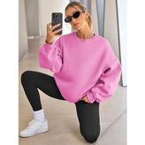 COMBİNE MİCHAİL Kadın Bisiklet Yaka Basic Oversize Sweatshirt ŞEKER PEMBE