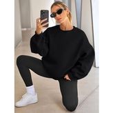 COMBİNE MİCHAİL Kadın Bisiklet Yaka Basic Oversize Sweatshirt SİYAH