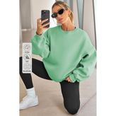 COMBİNE MİCHAİL Kadın Bisiklet Yaka Basic Oversize Sweatshirt SU YEŞİLİ