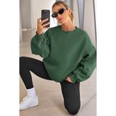 COMBİNE MİCHAİL Kadın Bisiklet Yaka Basic Oversize Sweatshirt YEŞİL