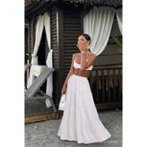 COMBİNE MİCHAİL Kadın Comfort Fit Basic Beyaz Uzun Kloş Etek
