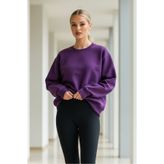 COMBİNE MİCHAİL Kadın Oversize Kışlık Salaş Mor Sweatshirt