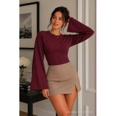 COMBİNE MİCHAİL Kadın Slim Düşük Omuz Bordo Pamuklu Bluz
