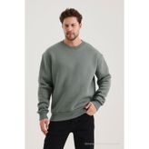 COMBİNE MİCHAİL Küf Rengi Bisiklet Yaka Oversize Şardonlu Basic Erkek Sweatshirt