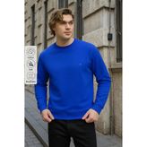 COMBİNE MİCHAİL Mavi Renk Basic Bisiklet Yaka Relaxed Regular Erkek Sweatshirt - MAVİ