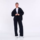 COMEOR Kadın Lacivert Normal Kalıp Basic Beli Lastikli Kapüşonlu Oversize Mevsimlik Alt Üst Eşofman Takımı