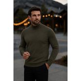 Comstar Erkek Basic Kışlık Yarım Boğazlı Uzun Haki Kazak