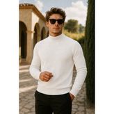 Comstar Erkek Basic Premium Comfort Uzun Beyaz Kazak - 2XL