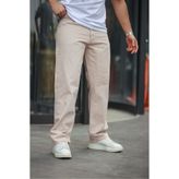comstar Erkek Bol Paça Basic Yüksek Bel Krem Baggy Pantolon