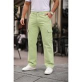 comstar Erkek Bol Paça Kargo Cep Basic A.Yeşil Baggy Pantolon