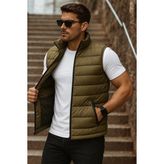 Comstar Erkek Cepli Kışlık Fermuarlı Basic Haki Şişme Yelek - 2XL