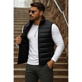 comstar Erkek Cepli Kışlık Fermuarlı Basic Siyah Şişme Yelek