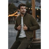 comstar Erkek Comfort Fit Basic Haki Süet Nubuk Ceket