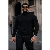 Comstar Erkek Kışlık Basic Slim Fit Uzun A.siyah Kazak