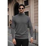 Comstar Erkek Kışlık Basic Slim Fit Uzun Antrasit Kazak - 2XL