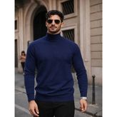 Comstar Erkek Kışlık Basic Slim Fit Uzun K.lacivert Kazak