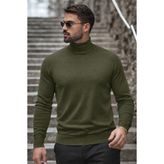 Comstar Erkek Kışlık Basic Uzun Boğazlı Haki Kazak - 2XL
