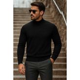Comstar Erkek Yarım Boğazlı Premium A.siyah Triko Kazak - 2XL