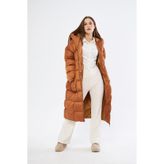 comstar Kadın Siyah Kapüşonlu Uzun Oversize Şişme Mont