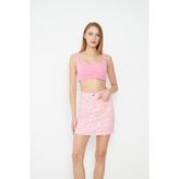 Comstar Leopar Desenli Mini Kot Etek - Pembe - 36