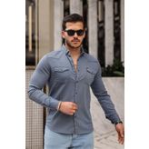 comstar Slim Fit Çıtçıtlı Çift Cep Kot Gömlek