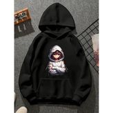 Comvicho ANIME3D Baskılı Kapşonlu Siyah Sweatshirt - XL