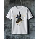 Comvicho Anubis Misir Tanrisi Baskılı Oversize Tişört - Beyaz