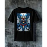 Comvicho Gundam Robot Savas Baskılı Oversize Tişört - Siyah