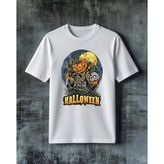 Comvicho Halloween Kabak Kafa Baskılı Oversize Tişört - Beyaz