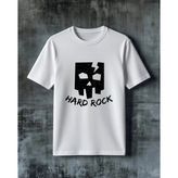 Comvicho Hard Rock Kuru Kafa Baskılı Oversize Tişört - Beyaz