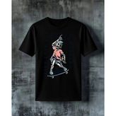Comvicho Live Laugh Longboard Iskelet Baskılı Oversize Tişört - Siyah