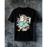 Comvicho Maneki Neko Balik Baskılı Oversize Tişört - XL - Siyah