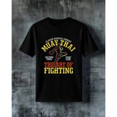 Comvicho Muay Thai Savasci Baskılı Oversize Tişört - Siyah