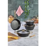 Cooker CKR2853 Siyah 7 Parça Titanium Tencere Seti