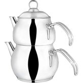 Cookina Plus Ege Gümüş Metal Kulp Orta Boy Çaydanlık Seti