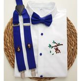 Cool Bebe Maymun Kukuli Askı Papyon Gömlek - Saks Mavi - 7 Yaş