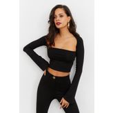 Cool & Sexy B1905 Kadın Siyah Pencereli Crop Bluz