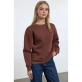 Cool & Sexy Kadın Basic Kahverengi Oversize Sweatshirt