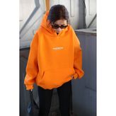 coolart Turuncu Studio Baskılı Oversize Kapüşonlu Sweatshirt