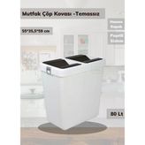 Çöp Kovası Bas Çek Mutfak Banyo Çöp Kutusu Antrasit 80 Litre