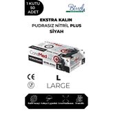 CoreMed Ekstra Kalın Nitril Siyah Plus Muayene Eldiveni L - 1 Paket 50'li