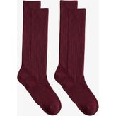 Cotenconcept 2 Çift Ince Fitilli Diz Üstü Pamuk Karışımlı Çocuk Çorap - 7 - 8 Yaş - Bordo