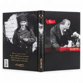 Coverzone Atatürk Defteri Sert Kapak Ciltli Çizgili Not Defteri Ata Defter | 17x24 cm, Ivory Krem Çizgili Sayfalar, Atatürk Fotoğrafları ve Sözleri, Özel Kapak ve Sırt Tasarımı